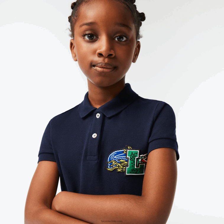 chicas Lacoste azul marino 166 vestido polo de algodón orgánico N6XZ23268
