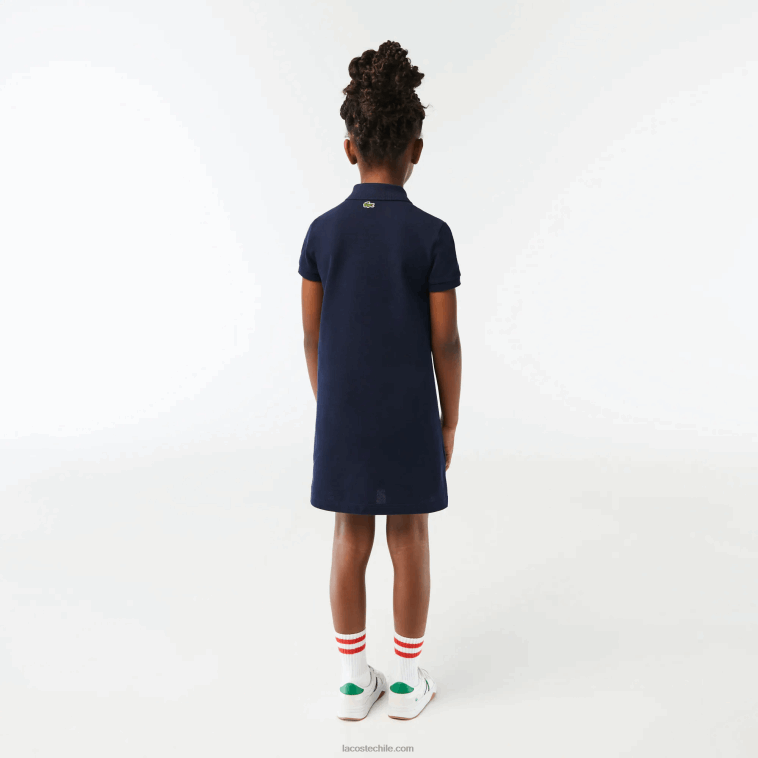 chicas Lacoste azul marino 166 vestido polo de algodón orgánico N6XZ23268