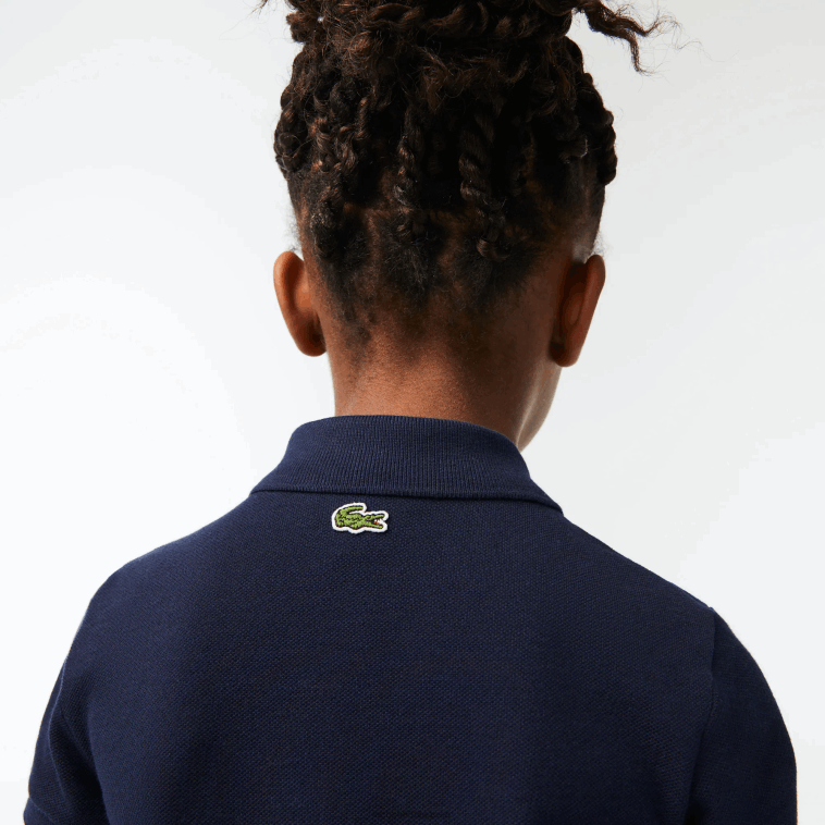 chicas Lacoste azul marino 166 vestido polo de algodón orgánico N6XZ23268