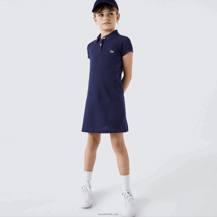 chicas Lacoste azul marino 166 vestido tipo polo de algodón N6XZ23083
