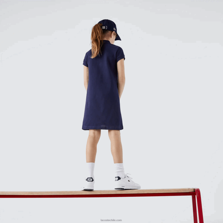chicas Lacoste azul marino 166 vestido tipo polo de algodón N6XZ23083