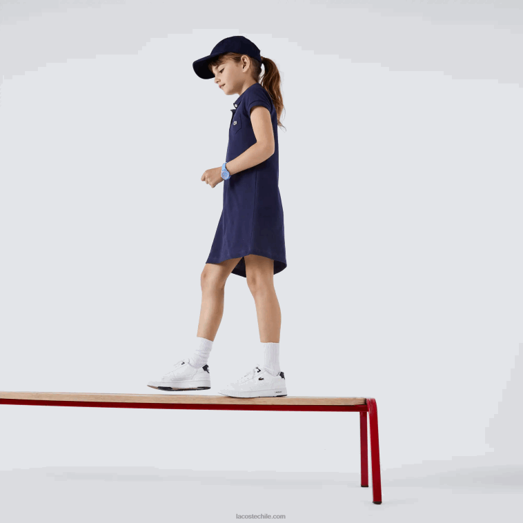 chicas Lacoste azul marino 166 vestido tipo polo de algodón N6XZ23083