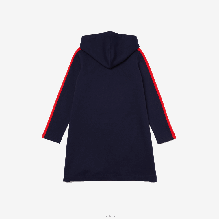 chicas Lacoste azul marino rojo 7pe vestido con capucha y banda en contraste N6XZ23274