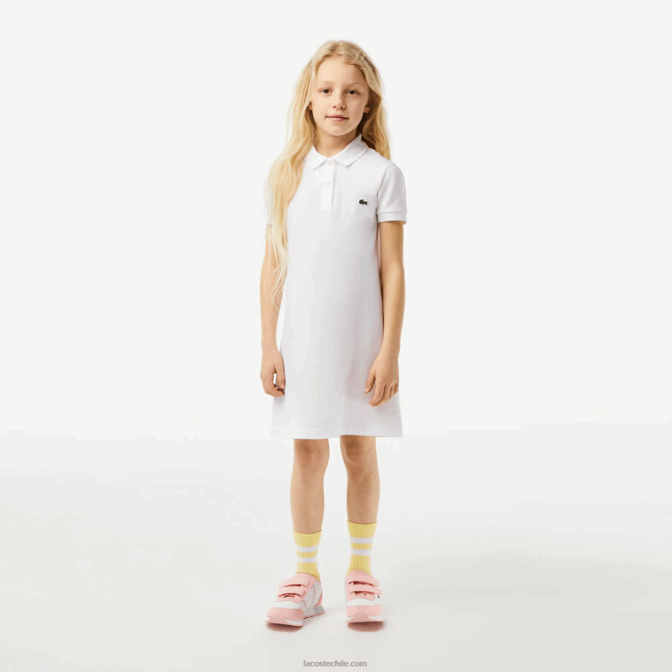 chicas Lacoste blanco 001 vestido tipo polo de algodón N6XZ23082