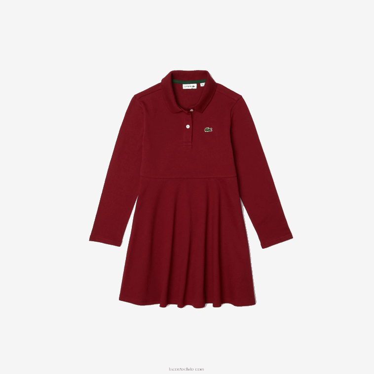 chicas Lacoste burdeos ypw vestido tipo polo de piqué N6XZ23281 chicas Lacoste burdeos ypw vestido tipo polo de piqué N6XZ23281