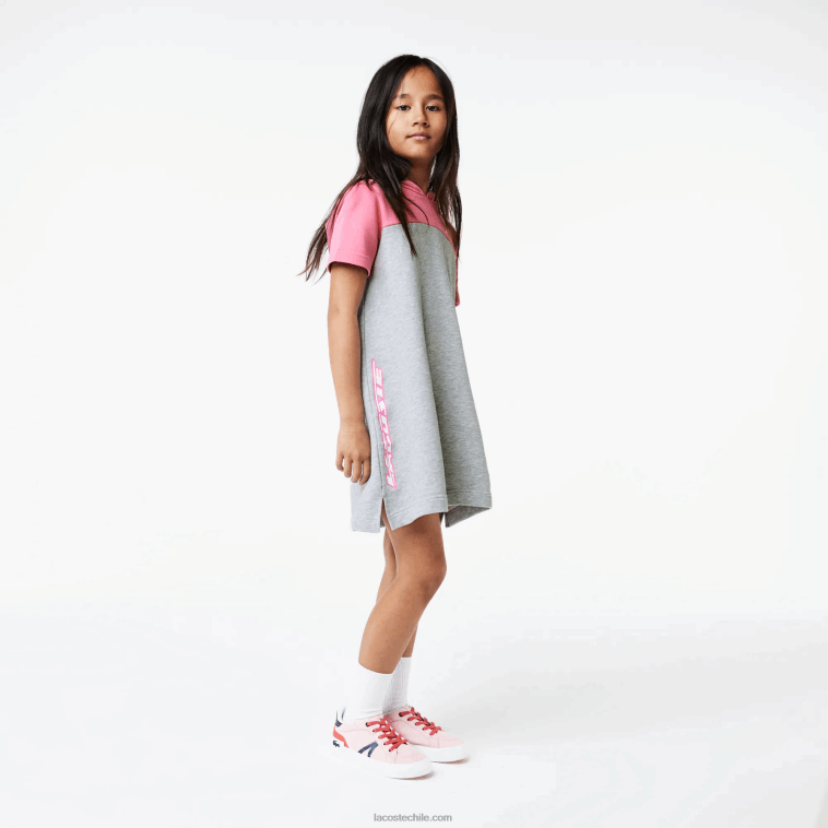 chicas Lacoste gris chino rosa ew1 vestido colorblock con capucha de algodón orgánico N6XZ23079 chicas Lacoste gris chino rosa ew1 vestido colorblock con capucha de algodón orgánico N6XZ23079