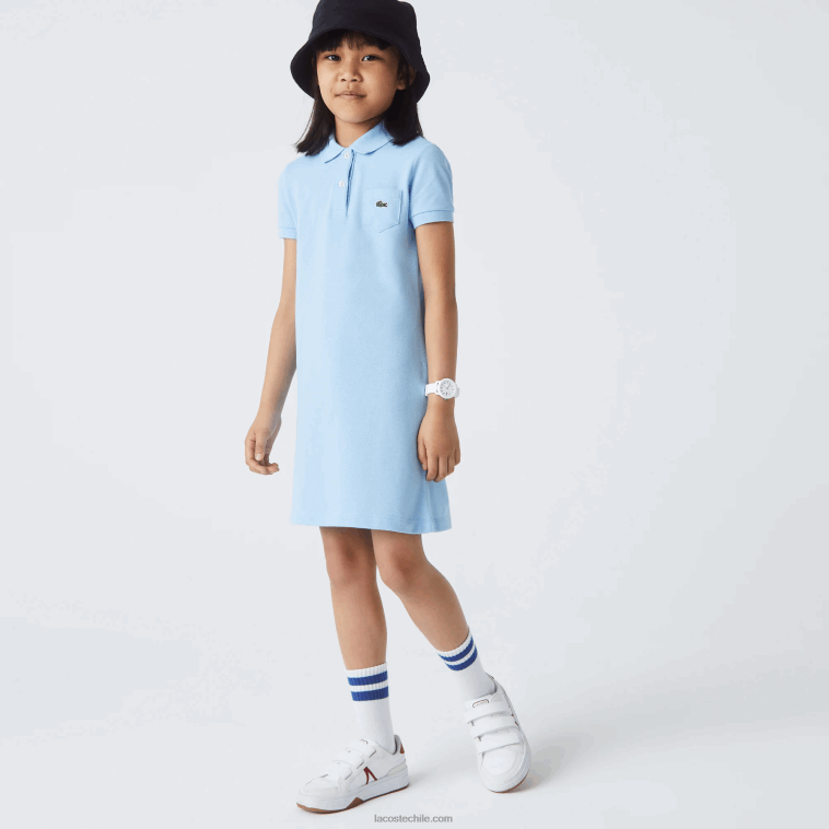 chicas Lacoste hbp azul vestido tipo polo de algodón N6XZ23094