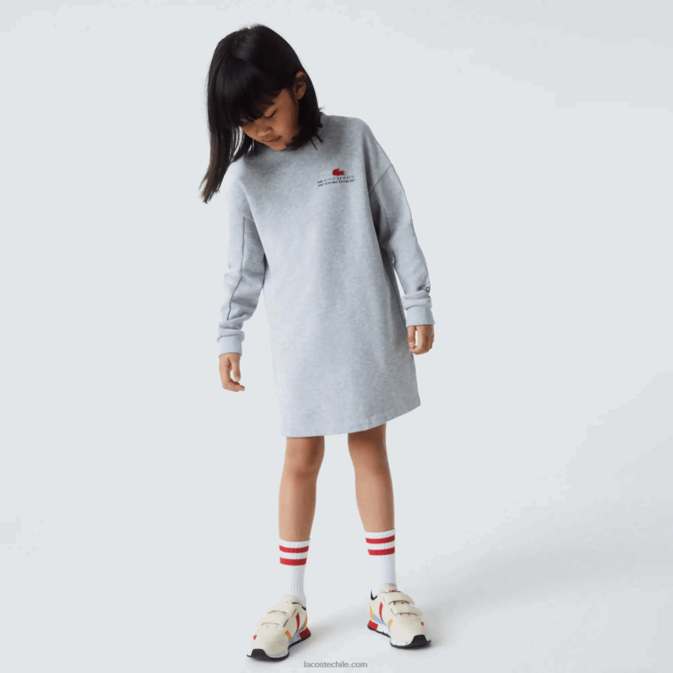chicas Lacoste lomo gris cca vestido tipo sudadera de felpa de algodón N6XZ23271