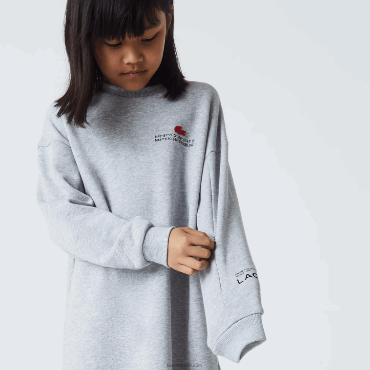 chicas Lacoste lomo gris cca vestido tipo sudadera de felpa de algodón N6XZ23271