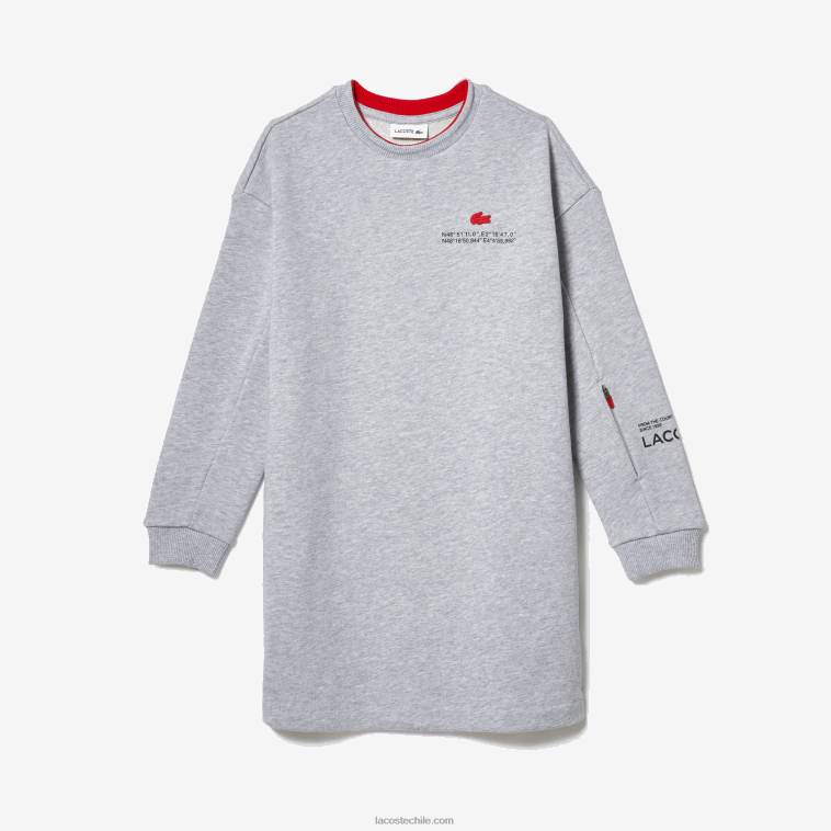 chicas Lacoste lomo gris cca vestido tipo sudadera de felpa de algodón N6XZ23271