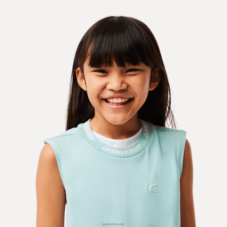 chicas Lacoste menta lgf camiseta sin mangas de jersey de algodón N6XZ23016