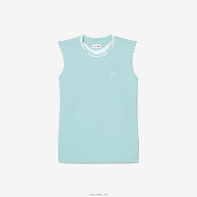 chicas Lacoste menta lgf camiseta sin mangas de jersey de algodón N6XZ23016