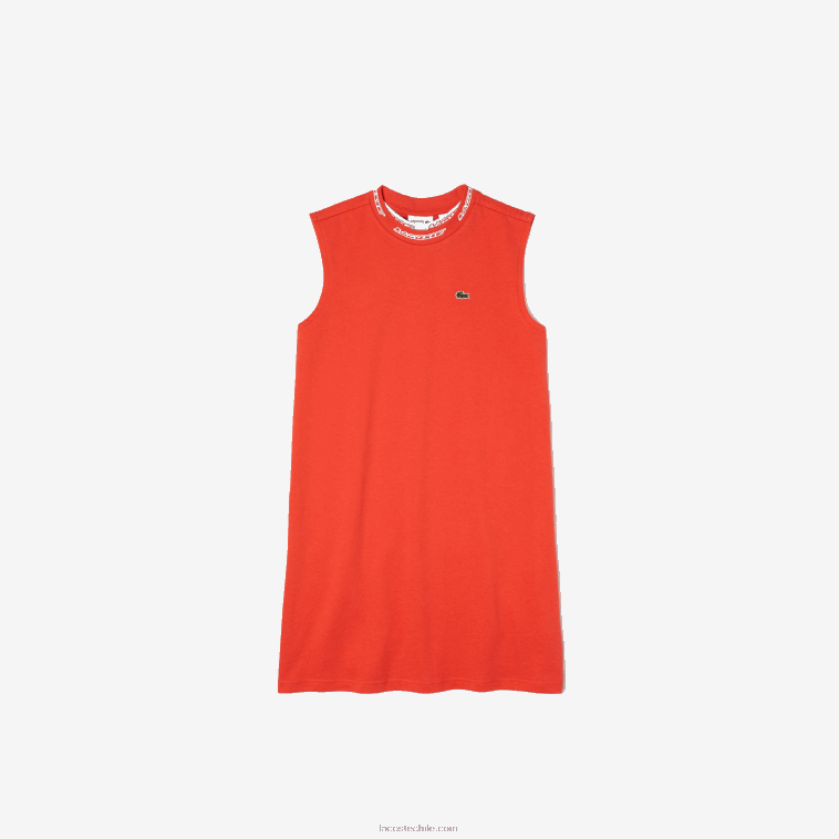 chicas Lacoste naranja 02k vestido estilo camiseta con cuello redondo y logo N6XZ23085