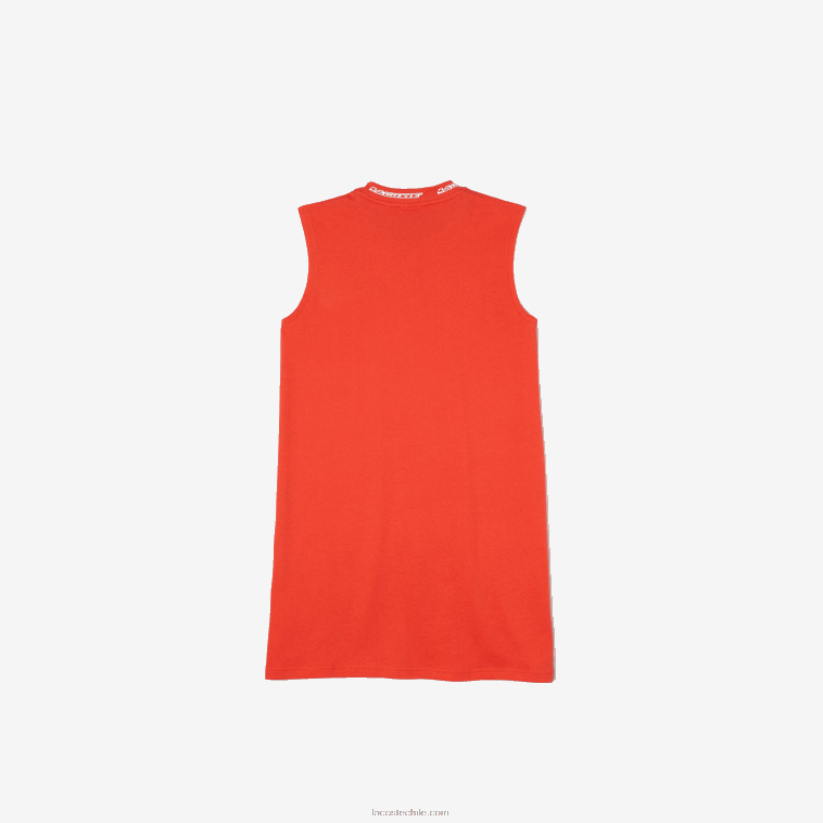 chicas Lacoste naranja 02k vestido estilo camiseta con cuello redondo y logo N6XZ23085
