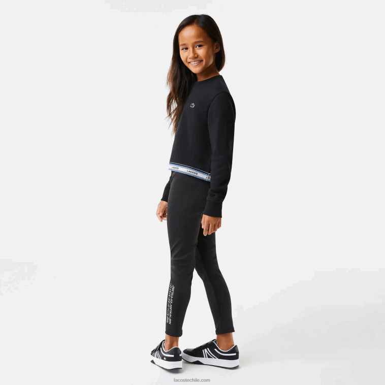 chicas Lacoste negro 031 sudadera corta con banda estampada N6XZ23206