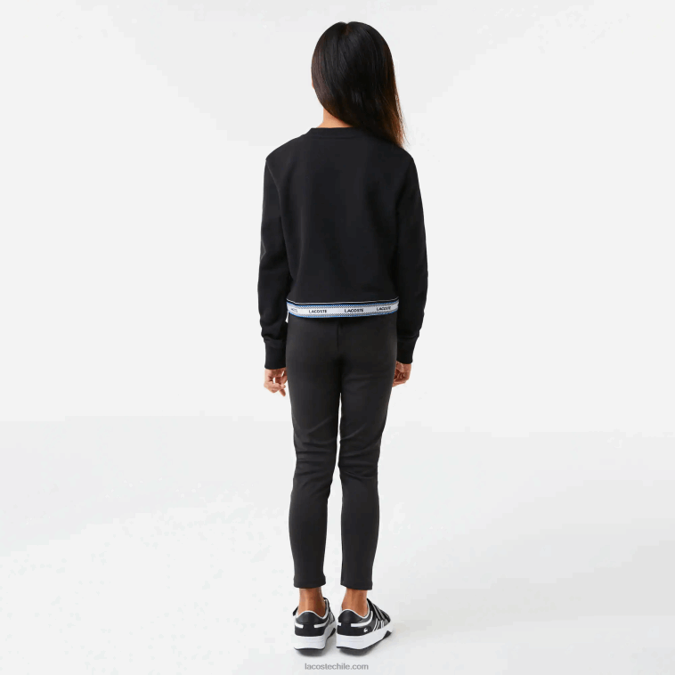 chicas Lacoste negro 031 sudadera corta con banda estampada N6XZ23206
