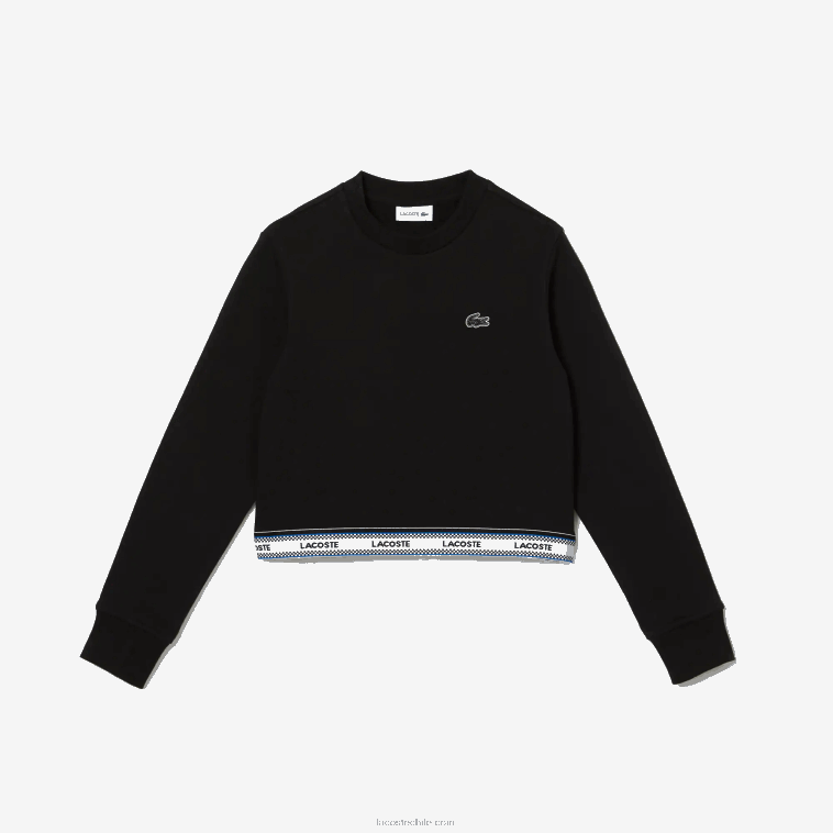 chicas Lacoste negro 031 sudadera corta con banda estampada N6XZ23206