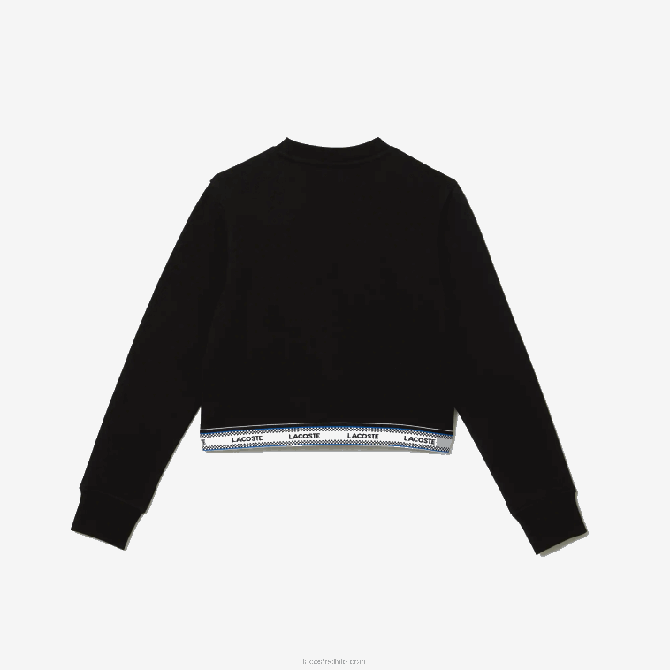 chicas Lacoste negro 031 sudadera corta con banda estampada N6XZ23206