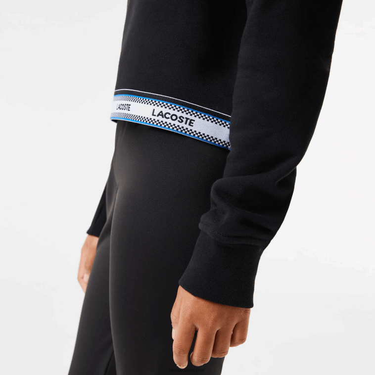 chicas Lacoste negro 031 sudadera corta con banda estampada N6XZ23206