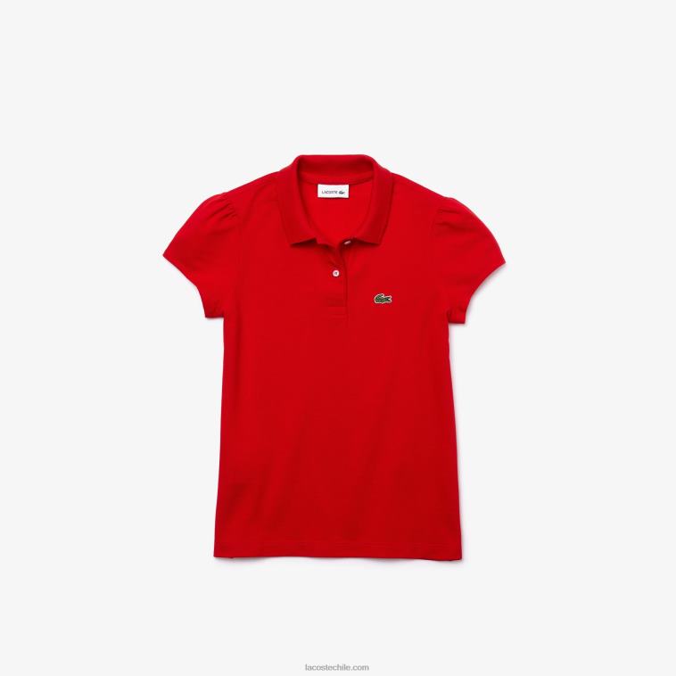 chicas Lacoste rojo 240 mini polo de piqué con cuello festoneado N6XZ22948