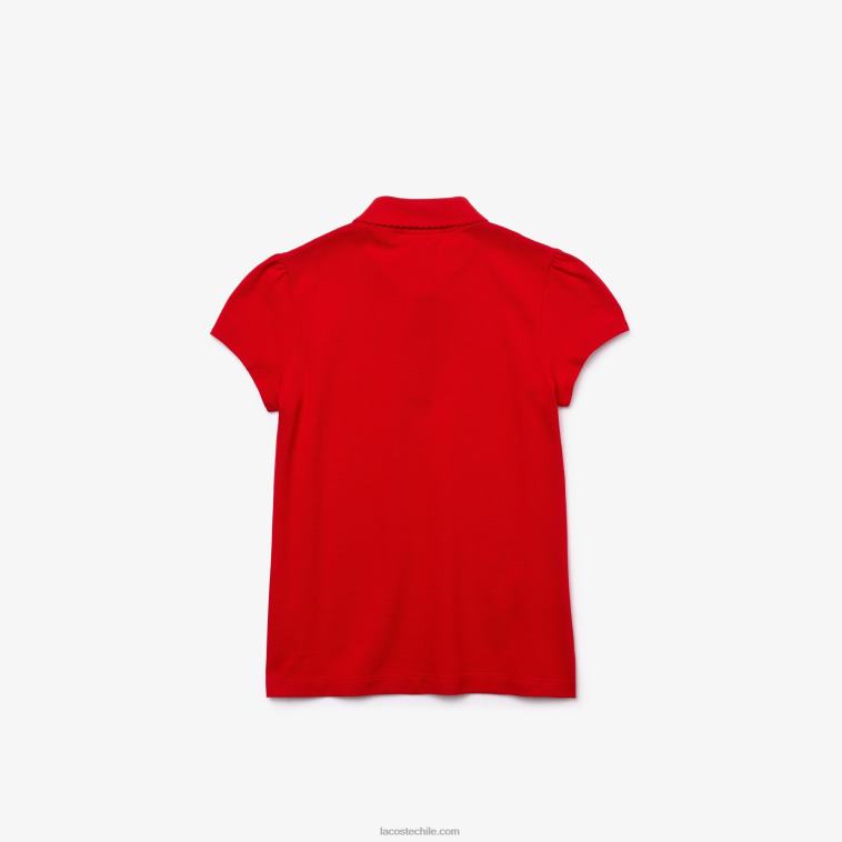 chicas Lacoste rojo 240 mini polo de piqué con cuello festoneado N6XZ22948
