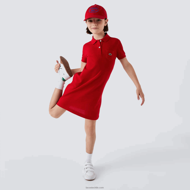 chicas Lacoste rojo 240 vestido tipo polo de algodón N6XZ23290