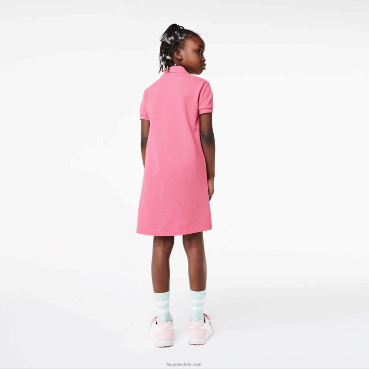 chicas Lacoste rosa 2r3 vestido tipo polo de algodón N6XZ23081