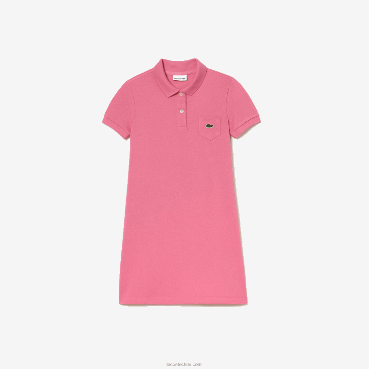 chicas Lacoste rosa 2r3 vestido tipo polo de algodón N6XZ23081
