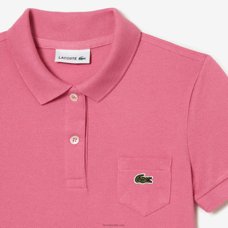 chicas Lacoste rosa 2r3 vestido tipo polo de algodón N6XZ23081