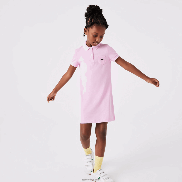 chicas Lacoste rosa z4h vestido tipo polo de algodón N6XZ23288