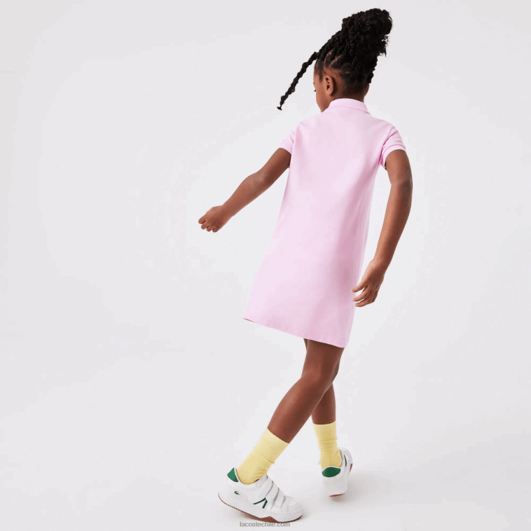 chicas Lacoste rosa z4h vestido tipo polo de algodón N6XZ23288