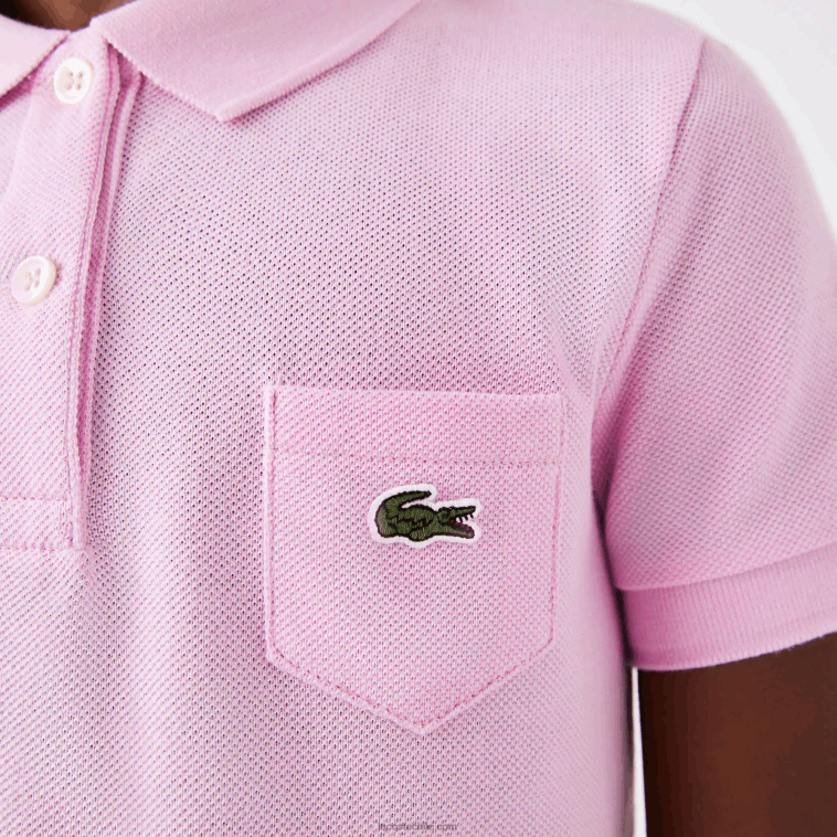chicas Lacoste rosa z4h vestido tipo polo de algodón N6XZ23288