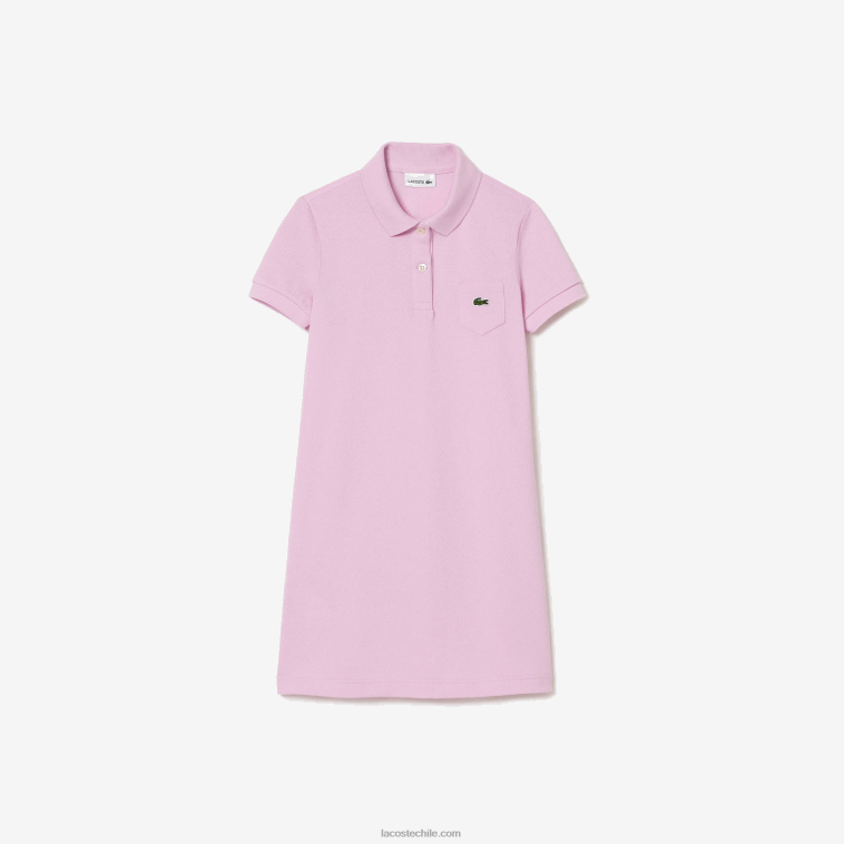 chicas Lacoste rosa z4h vestido tipo polo de algodón N6XZ23288
