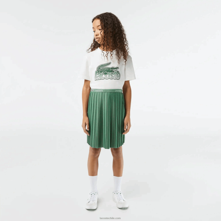 chicas Lacoste verde caqui kx5 falda de punto plisada N6XZ23090