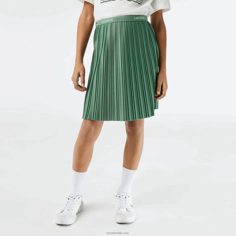 chicas Lacoste verde caqui kx5 falda de punto plisada N6XZ23090