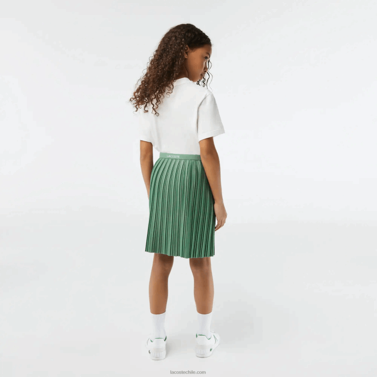 chicas Lacoste verde caqui kx5 falda de punto plisada N6XZ23090