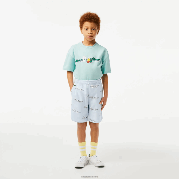 Niños Lacoste azul claro t01 shorts de franela de algodón orgánico estampado N6XZ23102 Niños Lacoste azul claro t01 shorts de franela de algodón orgánico estampado N6XZ23102