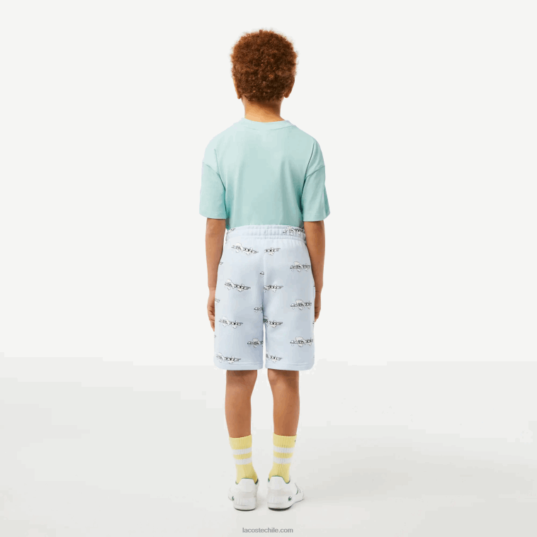 Niños Lacoste azul claro t01 shorts de franela de algodón orgánico estampado N6XZ23102