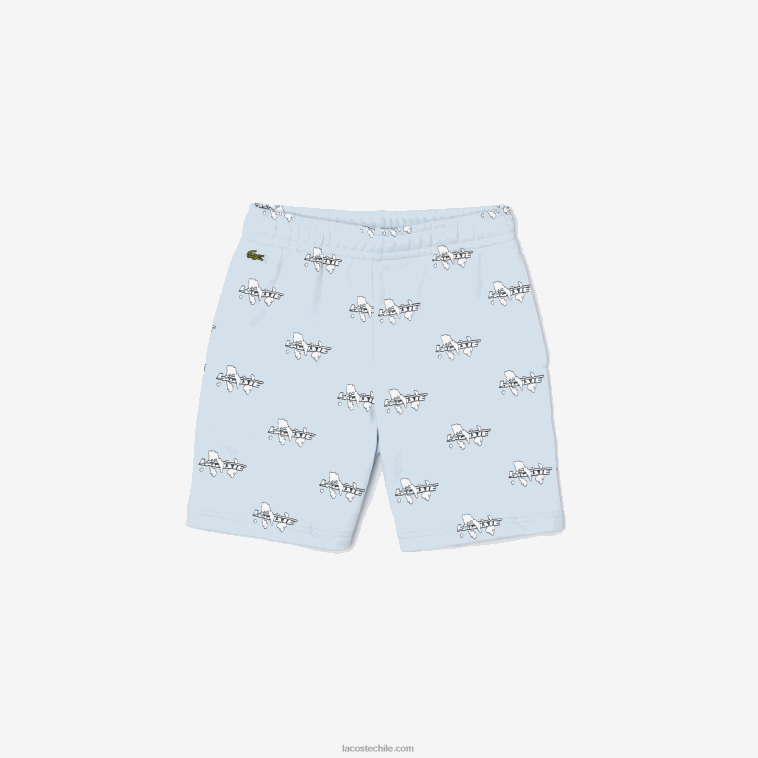 Niños Lacoste azul claro t01 shorts de franela de algodón orgánico estampado N6XZ23102