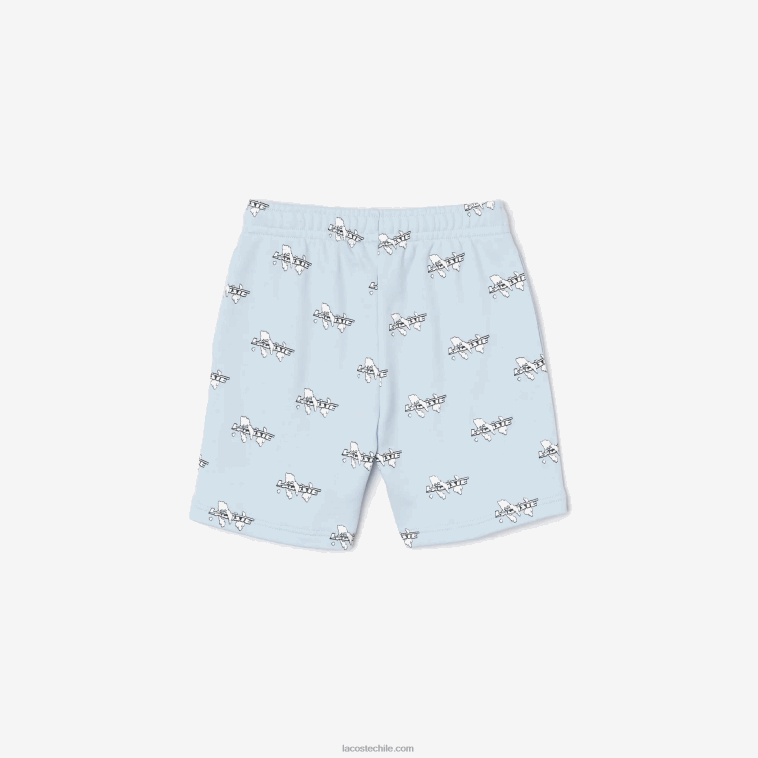 Niños Lacoste azul claro t01 shorts de franela de algodón orgánico estampado N6XZ23102