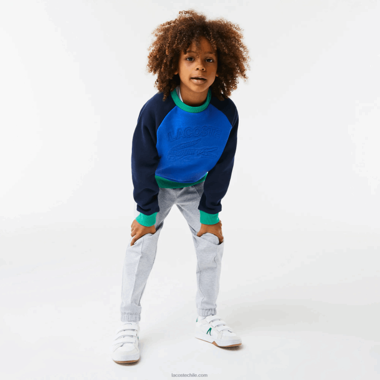 Niños Lacoste azul marino verde 7w2 sudadera con diseño colour block y logo N6XZ23194
