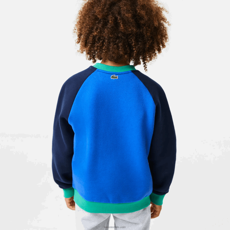 Niños Lacoste azul marino verde 7w2 sudadera con diseño colour block y logo N6XZ23194