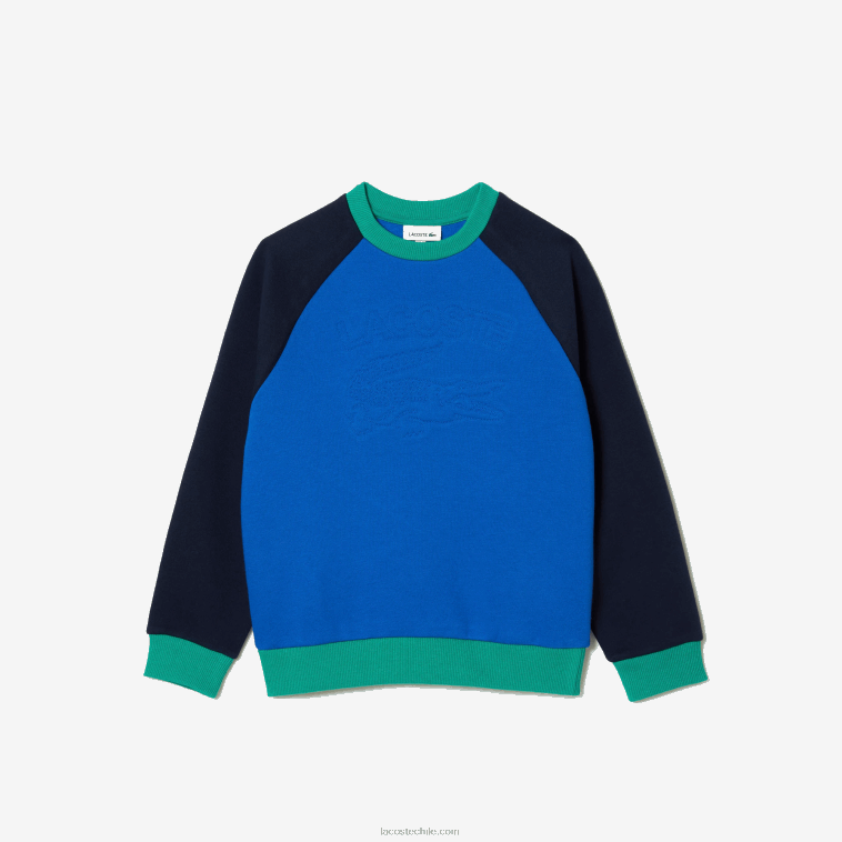 Niños Lacoste azul marino verde 7w2 sudadera con diseño colour block y logo N6XZ23194