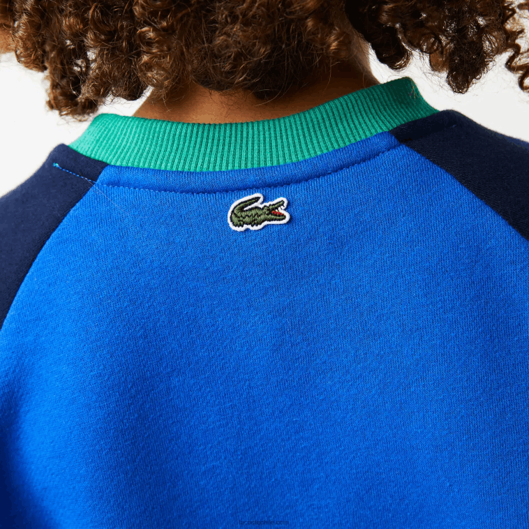 Niños Lacoste azul marino verde 7w2 sudadera con diseño colour block y logo N6XZ23194