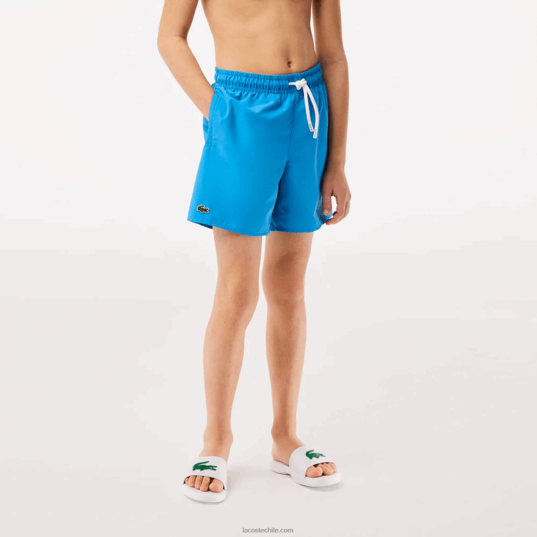 Niños Lacoste azul verde wii shorts de baño lisos de secado rápido N6XZ23103