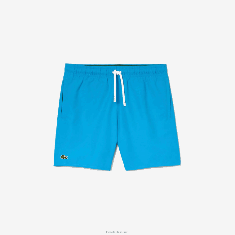 Niños Lacoste azul verde wii shorts de baño lisos de secado rápido N6XZ23103
