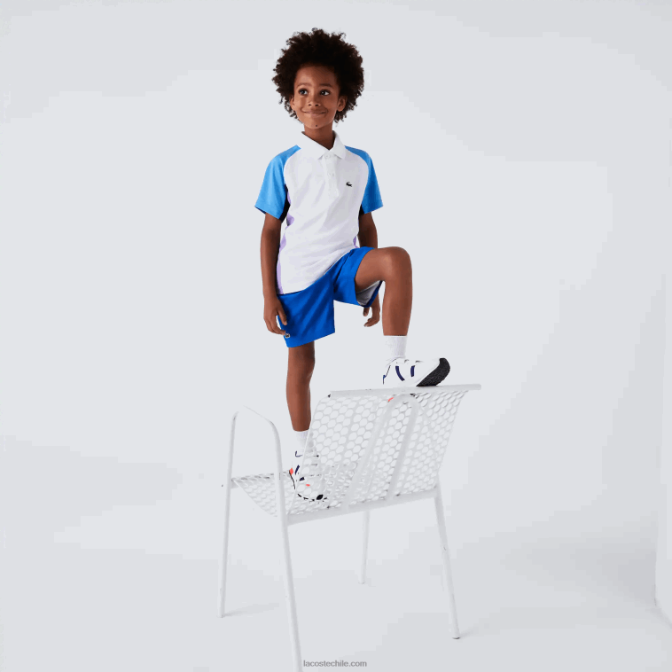 Niños Lacoste blanco azul marino violeta 6hu polo de tenis sport regular fit con detalle de malla N6XZ23168
