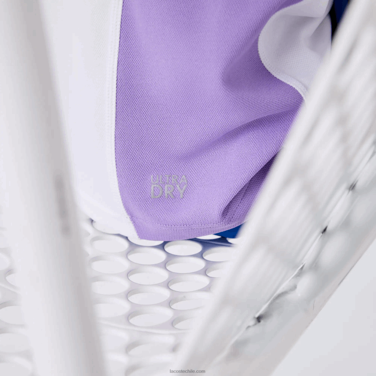 Niños Lacoste blanco azul marino violeta 6hu polo de tenis sport regular fit con detalle de malla N6XZ23168