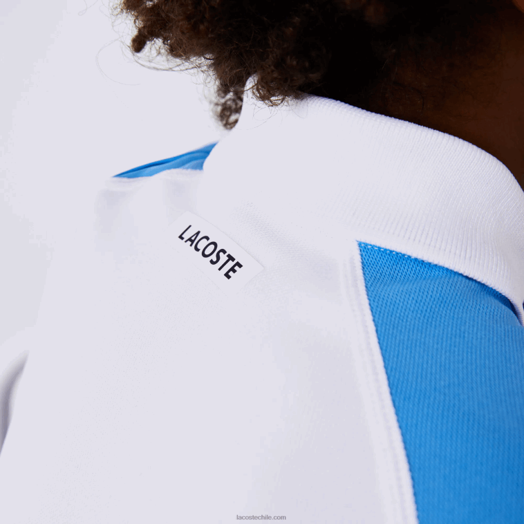 Niños Lacoste blanco azul marino violeta 6hu polo de tenis sport regular fit con detalle de malla N6XZ23168