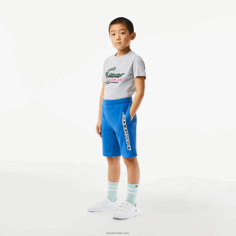 Niños Lacoste kxb azul shorts de algodón orgánico con logo en contraste N6XZ23087